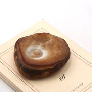 Brown-orange ashtray and pocket tray in natural agate, vintage 1970s.
