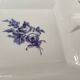 Square ashtray in Limoges porcelain decoration pink blue midnight