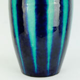Scheurich europ-line mid century vase model 248-38 with stripe pattern in blue and emerald green