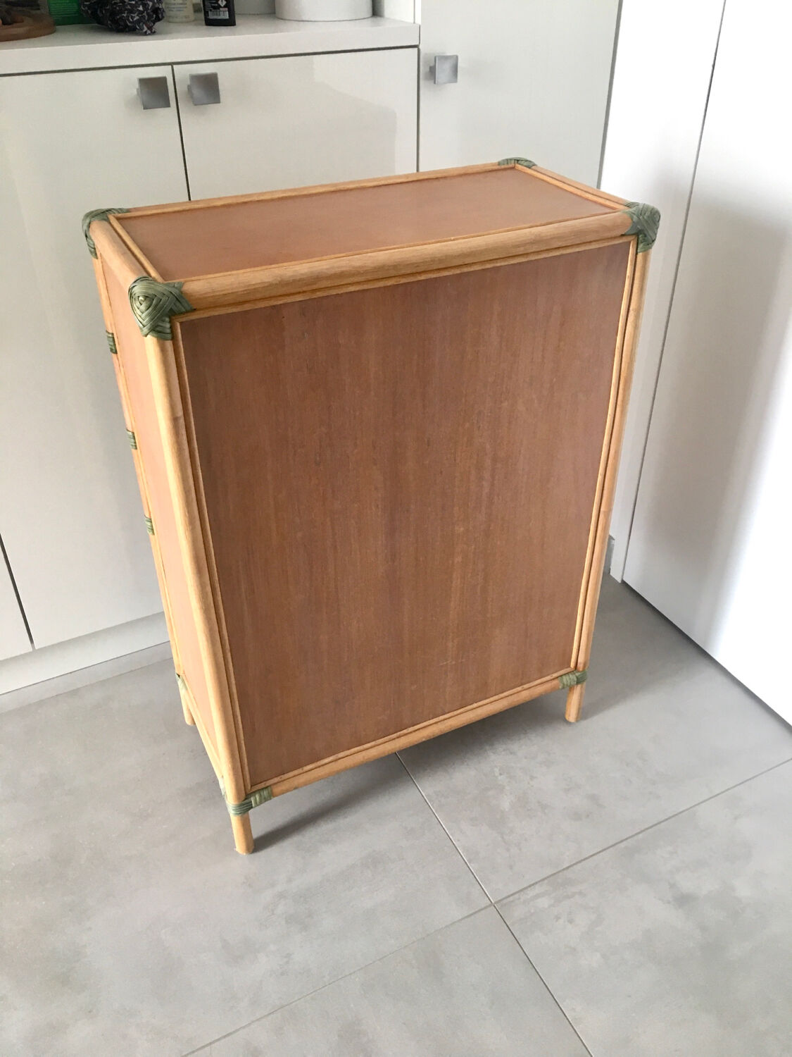 Vintage natural rattan chest of drawers 80s