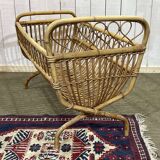 1960s rattan baby bed