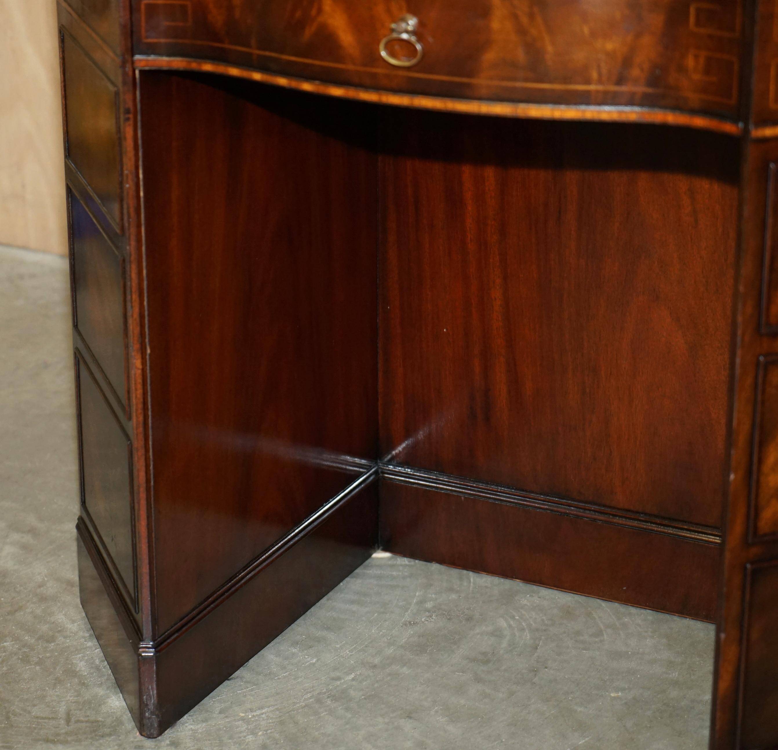 Bureau à piédestal en cuir teint à la main pour 2 personnes