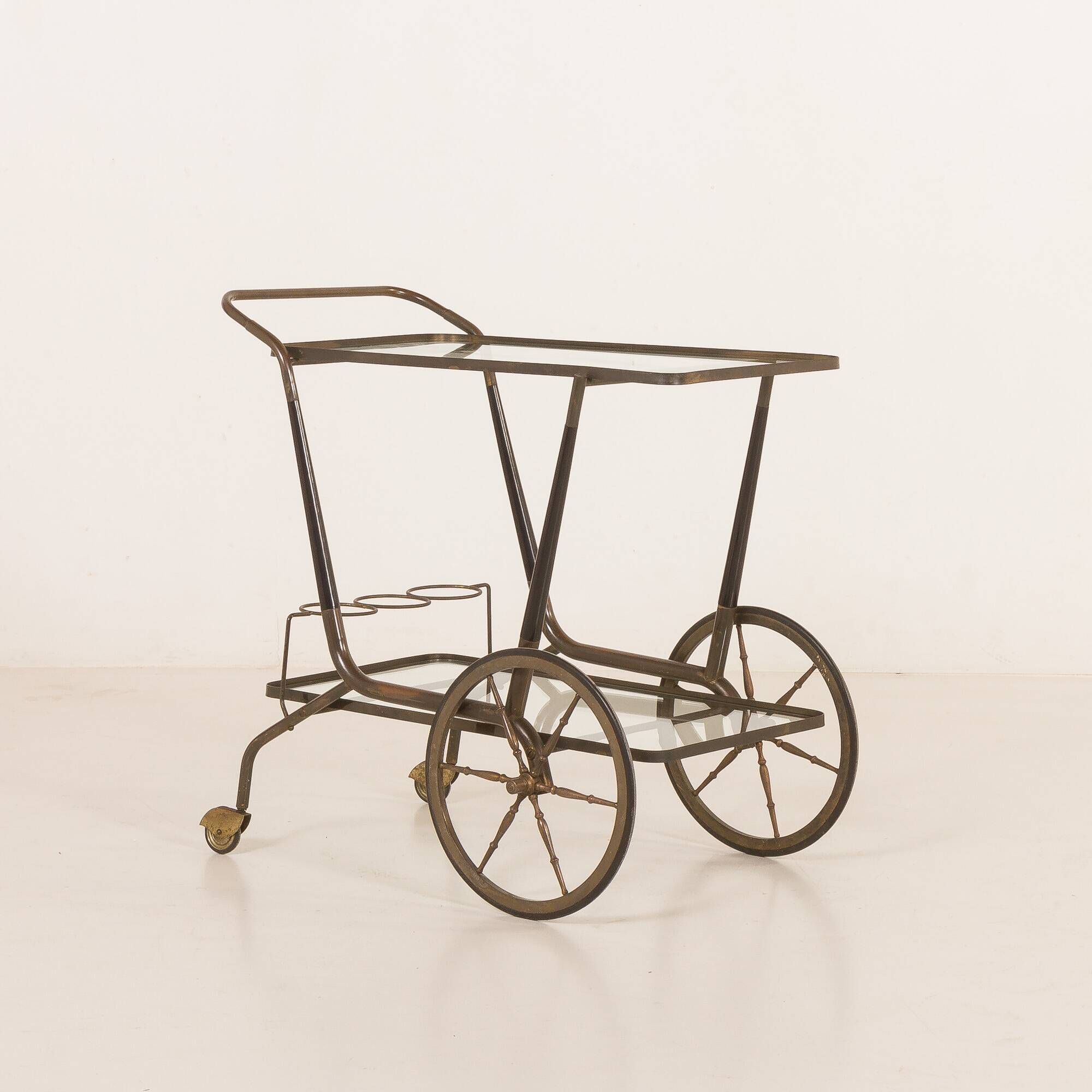 Chariot de bar italien des années 50, chariot de service attribué à Cesare Lacca.