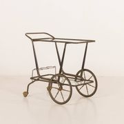 Italian mid century bar cart, serving trolley attr. to Cesare Lacca, 1950s