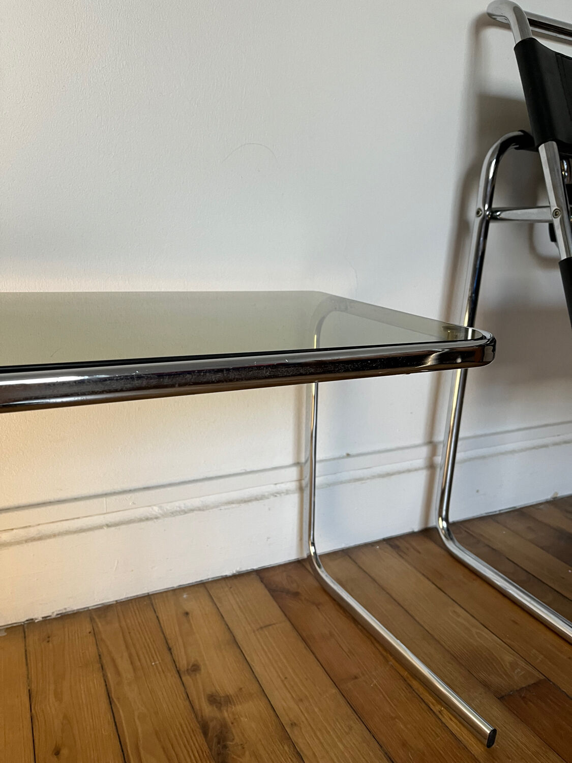 Vintage smoked glass side table
