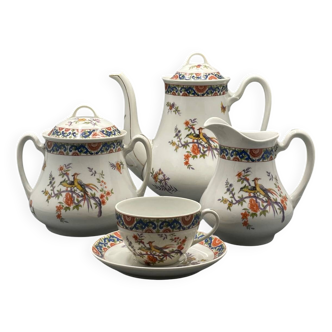 Service à café pour 10 personnes, modèle Vieux Chine en porcelaine Limousine,