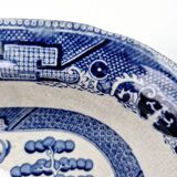 Old Rectangular Hollow Dish In English Earthenware 19th Chinese Decor Blue Willow