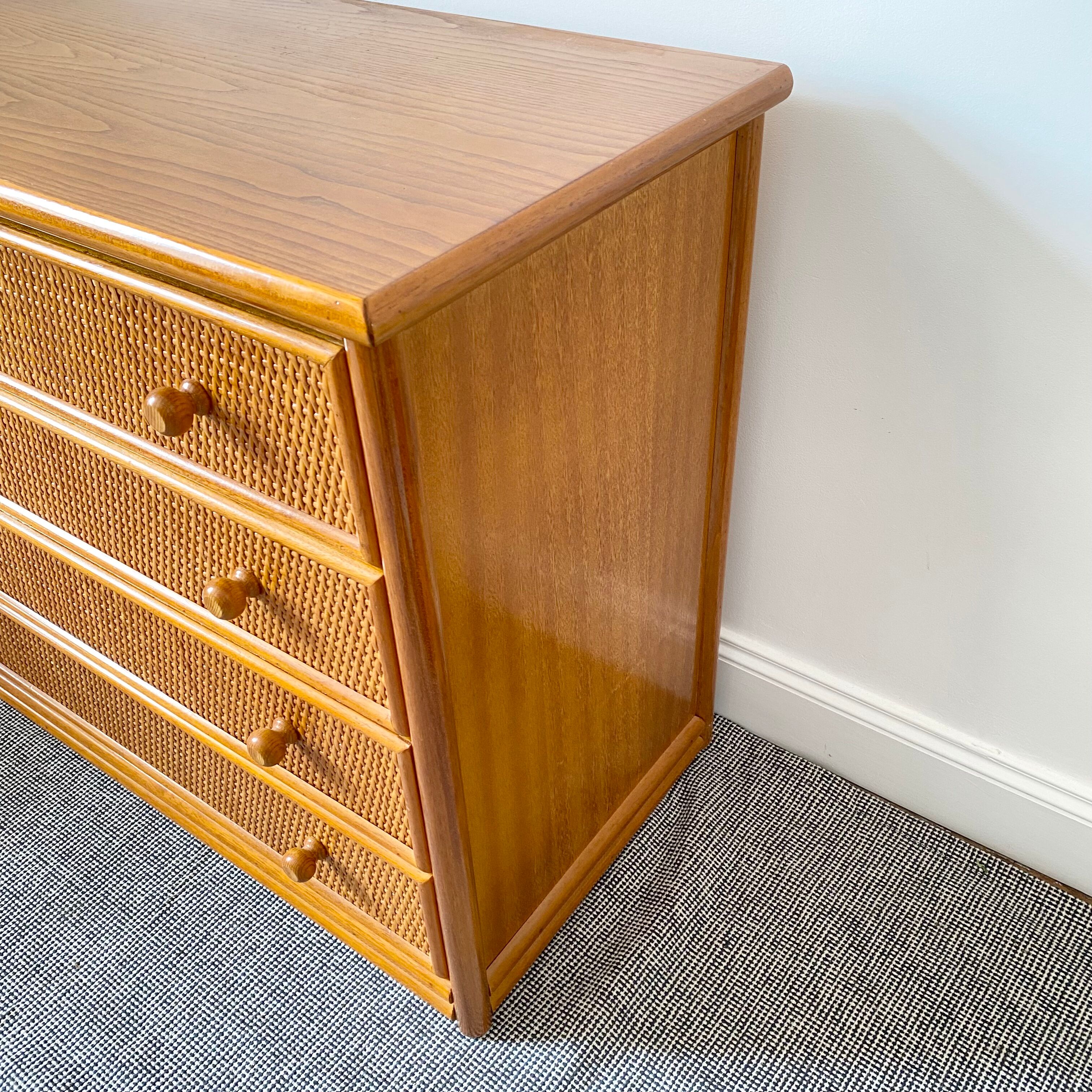 Vintage rattan chest of drawers