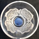 Lalique collection small vase crystal pattern art nouveau chene leaves