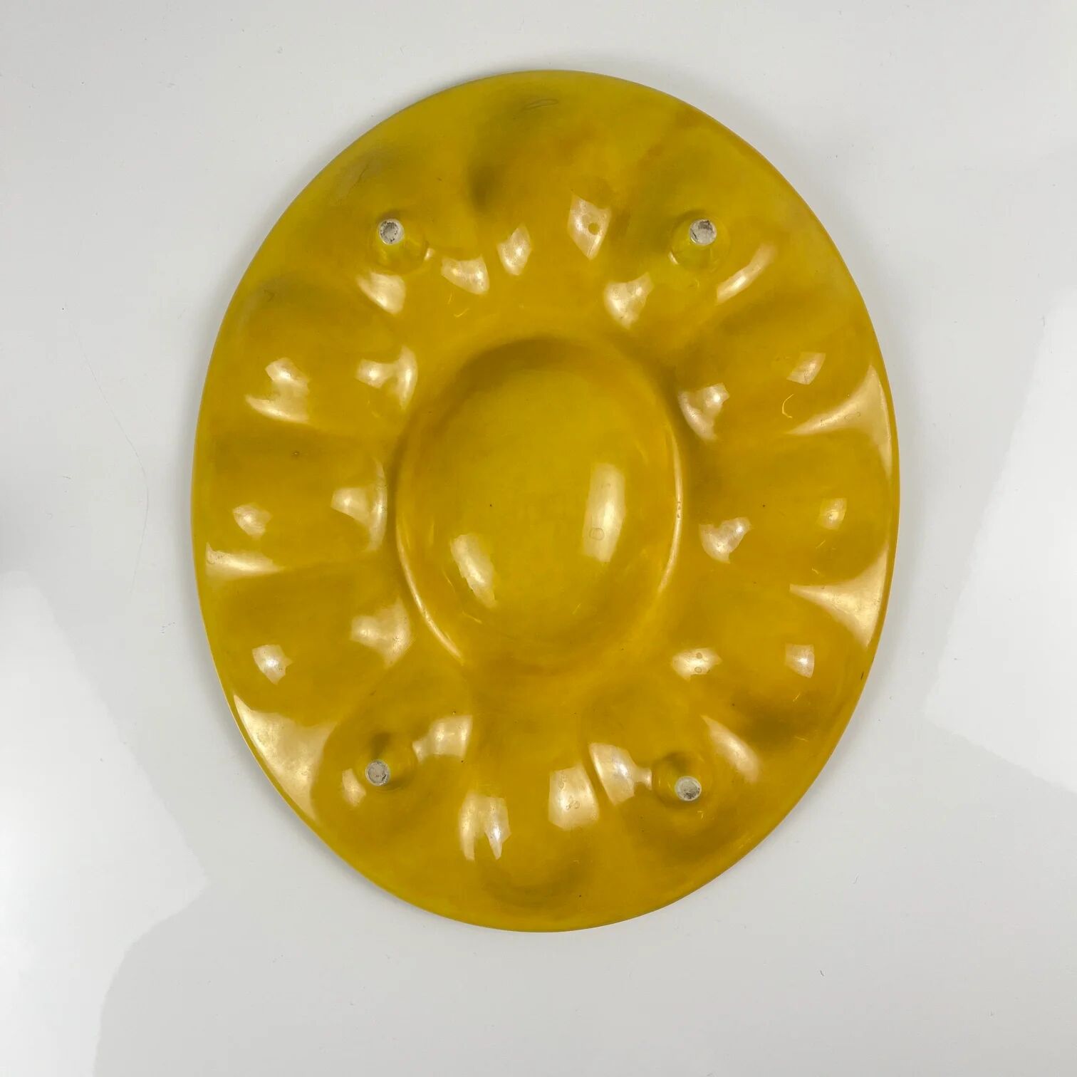 Ceramic yellow egg plate/display with hen, 20th century