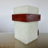 Pair of Scandinavian pendant lights in teak and perspex, 1970s.