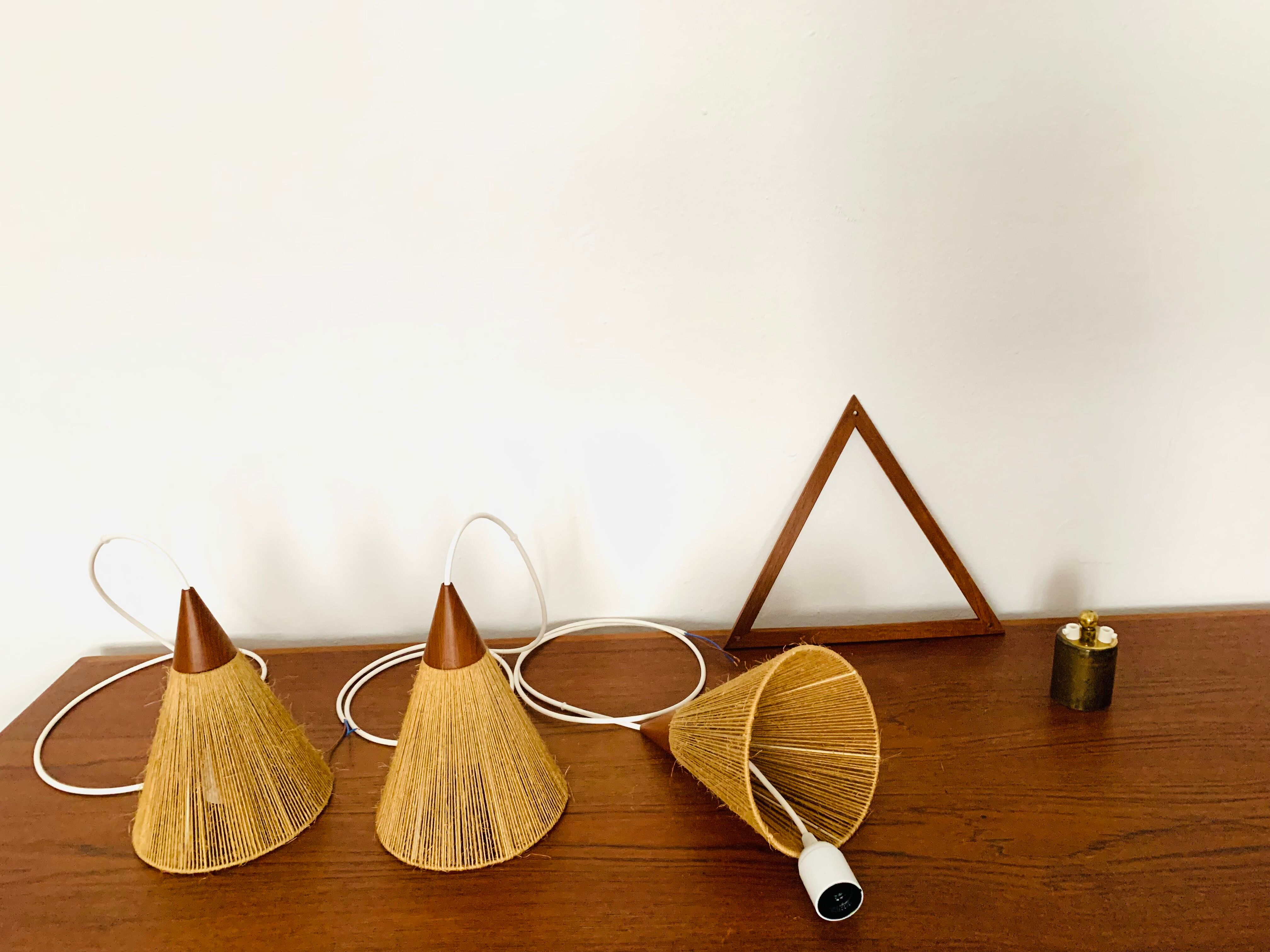 Teakwood and Sisal Cascading Lamp by Temde