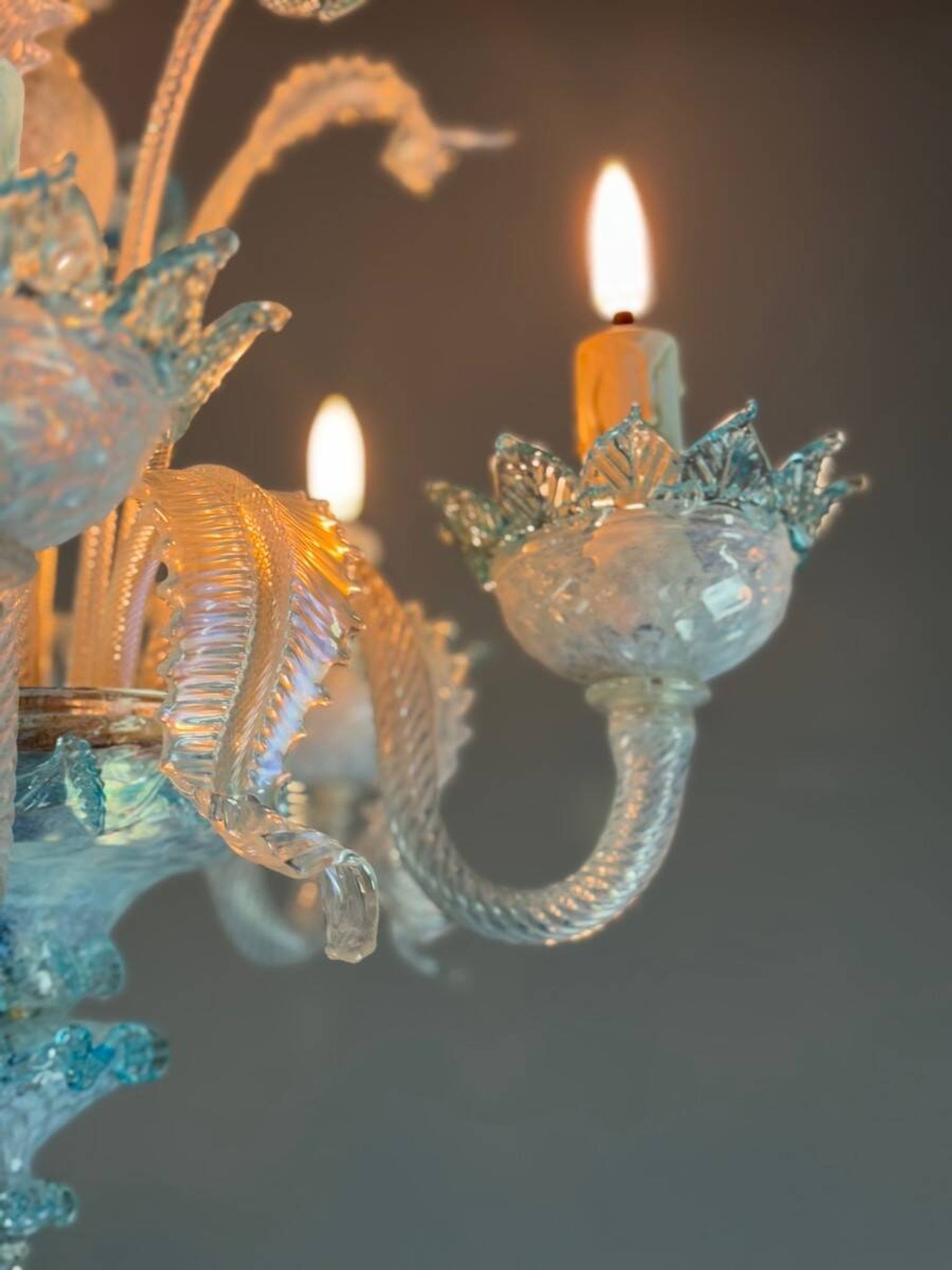 Venetian Murano Glass Chandelier in Shades of Blue, Circa 1950