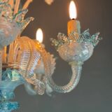 Lustre vénitien en verre de Murano bleu, vers 1950