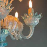 Venetian Murano Glass Chandelier in Shades of Blue, Circa 1950