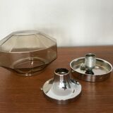 Smoked glass wall lamp or flush light by Hillebrand