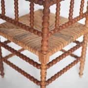 Wooden and caned corner chair, antique bobbin chair, occasional chair.