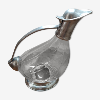 Old duck carafe in crystal and tin