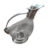 Ancienne carafe canard en cristal et étain