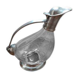 Old duck carafe in crystal and tin