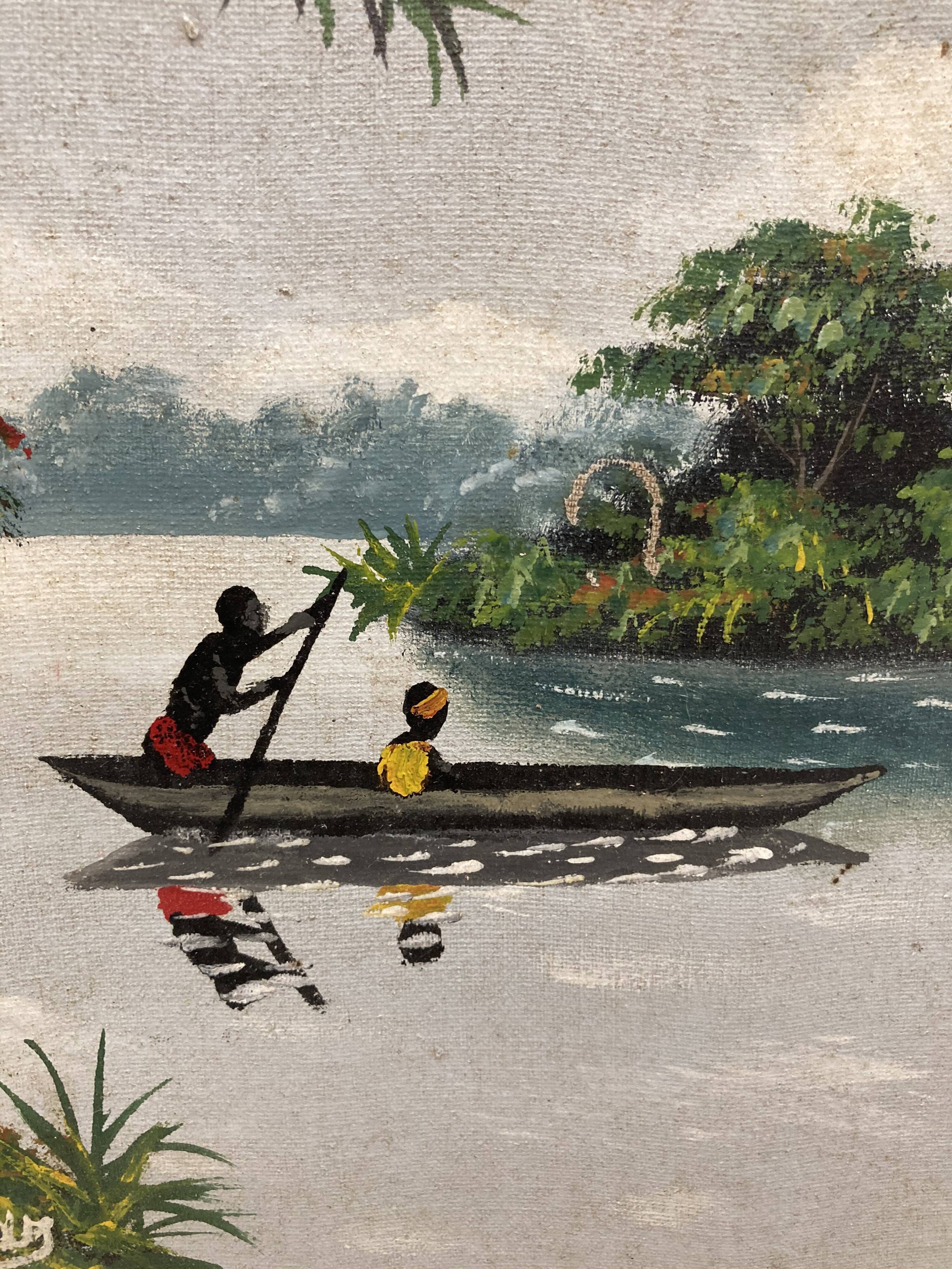 Huile sur toile scène africaine