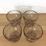 4 vintage pink bubble glass bowls