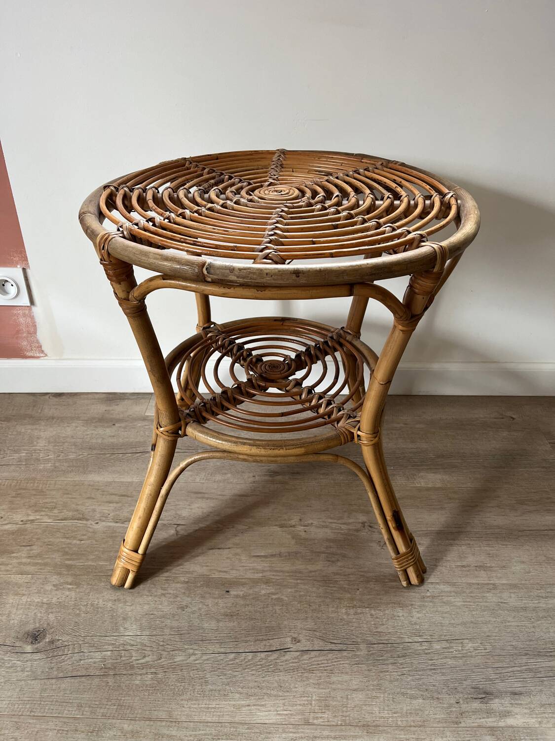 Rattan side table