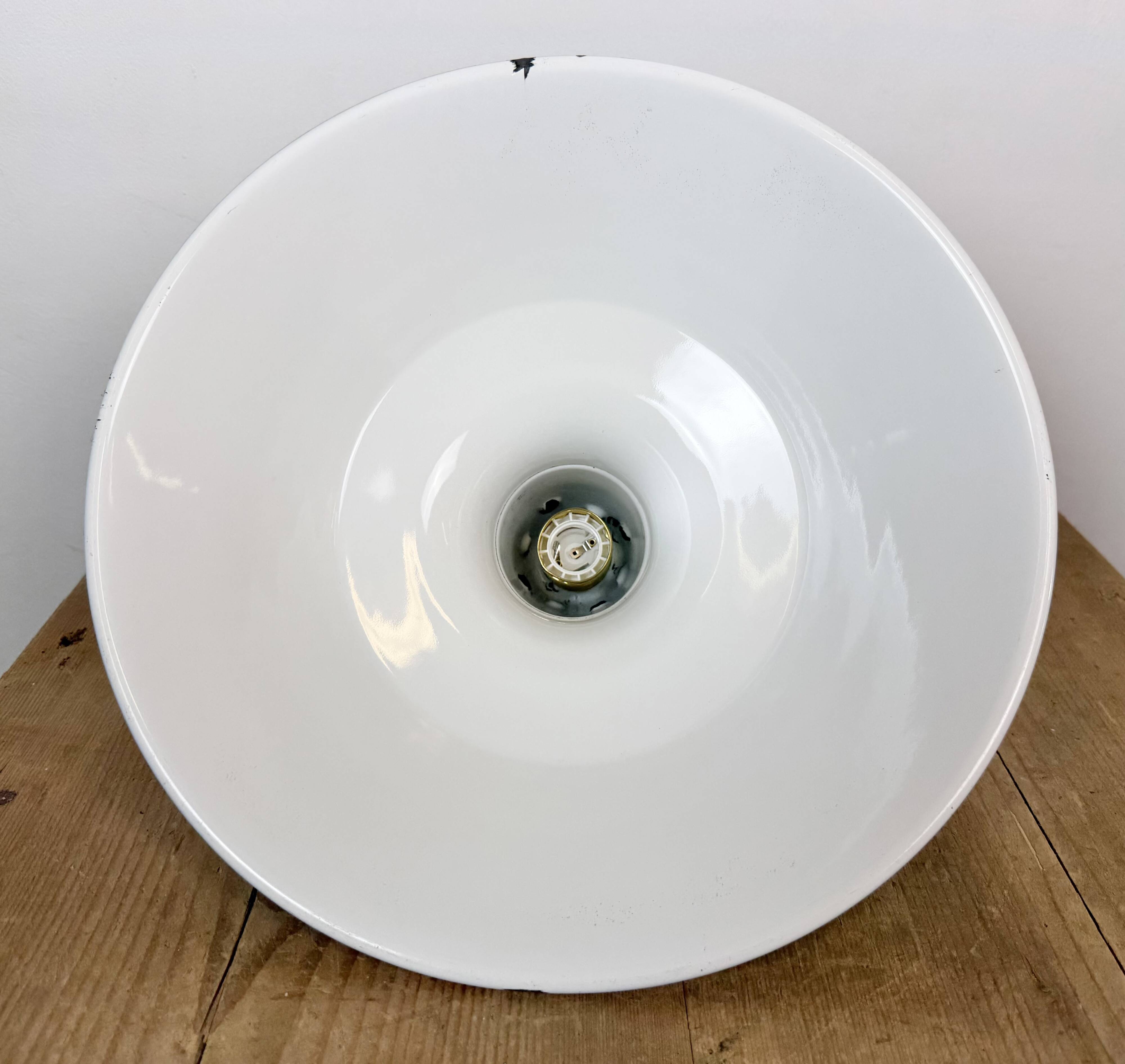 Industrial French Black Enamel Factory Pendant Lamp, 1960s