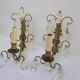 Pair of wall lamps patinated gilded bronze and early twentieth century glass grapevines