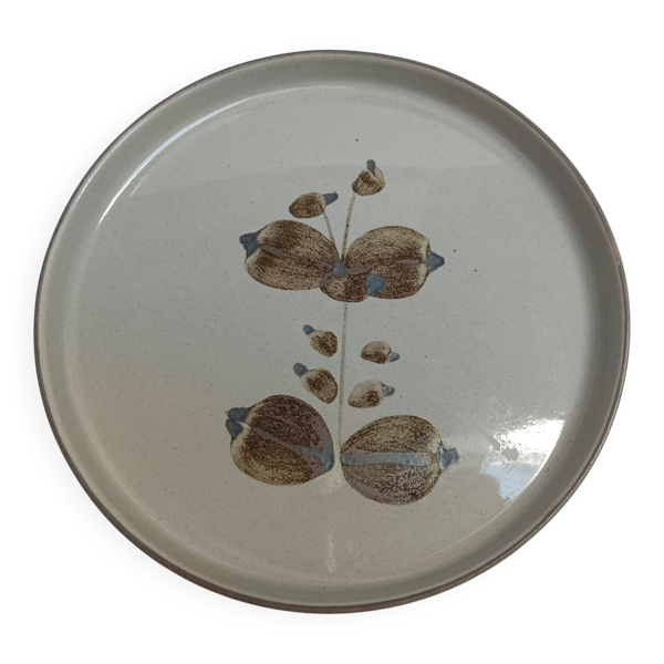 Plat de service rond en grès de l'Arnon
