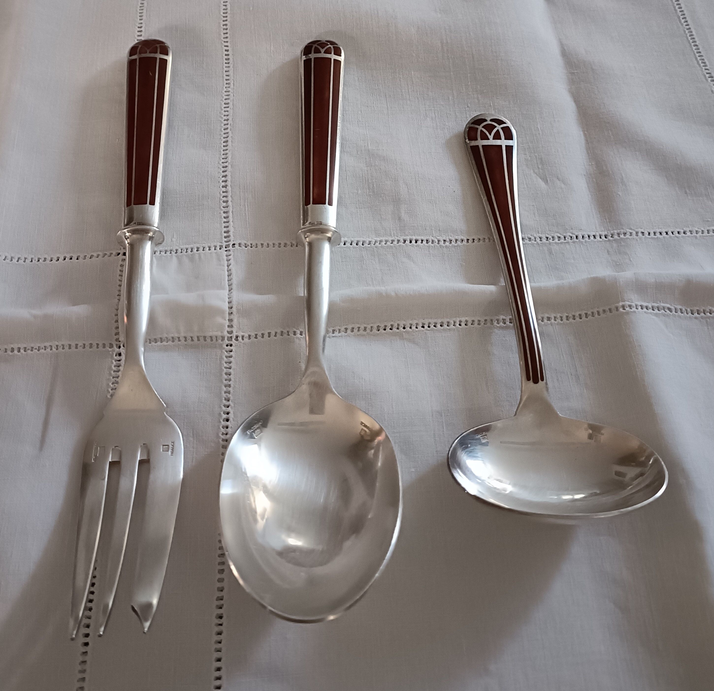 Lot 73 cutlery christofle model talisman lacquer of china color siena