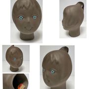 Tête céramique sculpturale à émaillage bleu Tekt design années 60