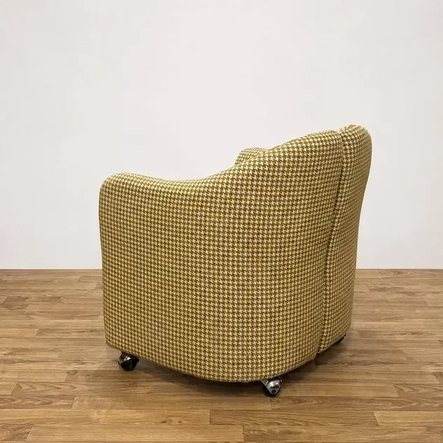 Eugenio Gerli Armchair for Tecno Reupholstered Houndstooth, 1970s