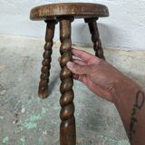 Turned wooden tripod stool