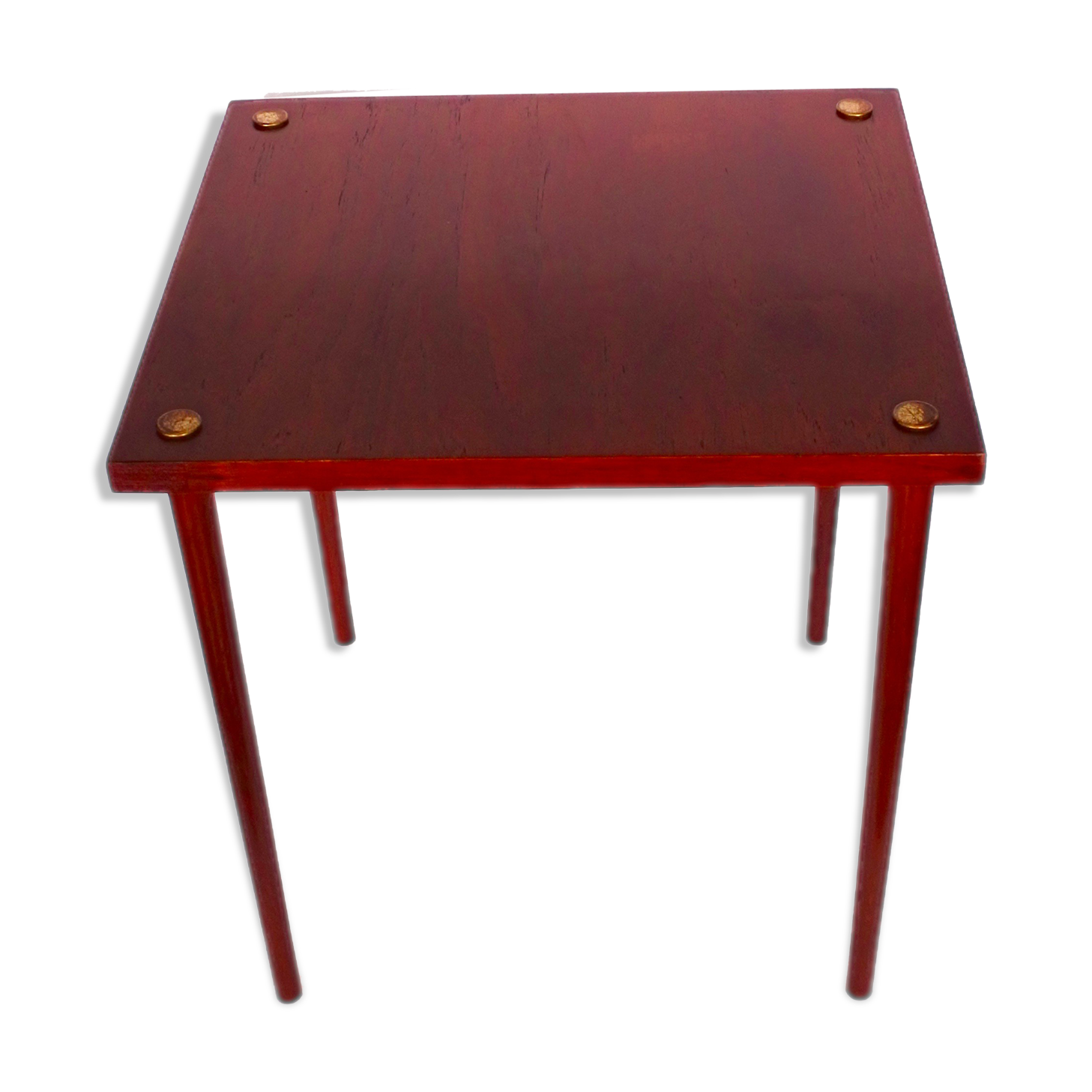 Teak wood side table with brass details