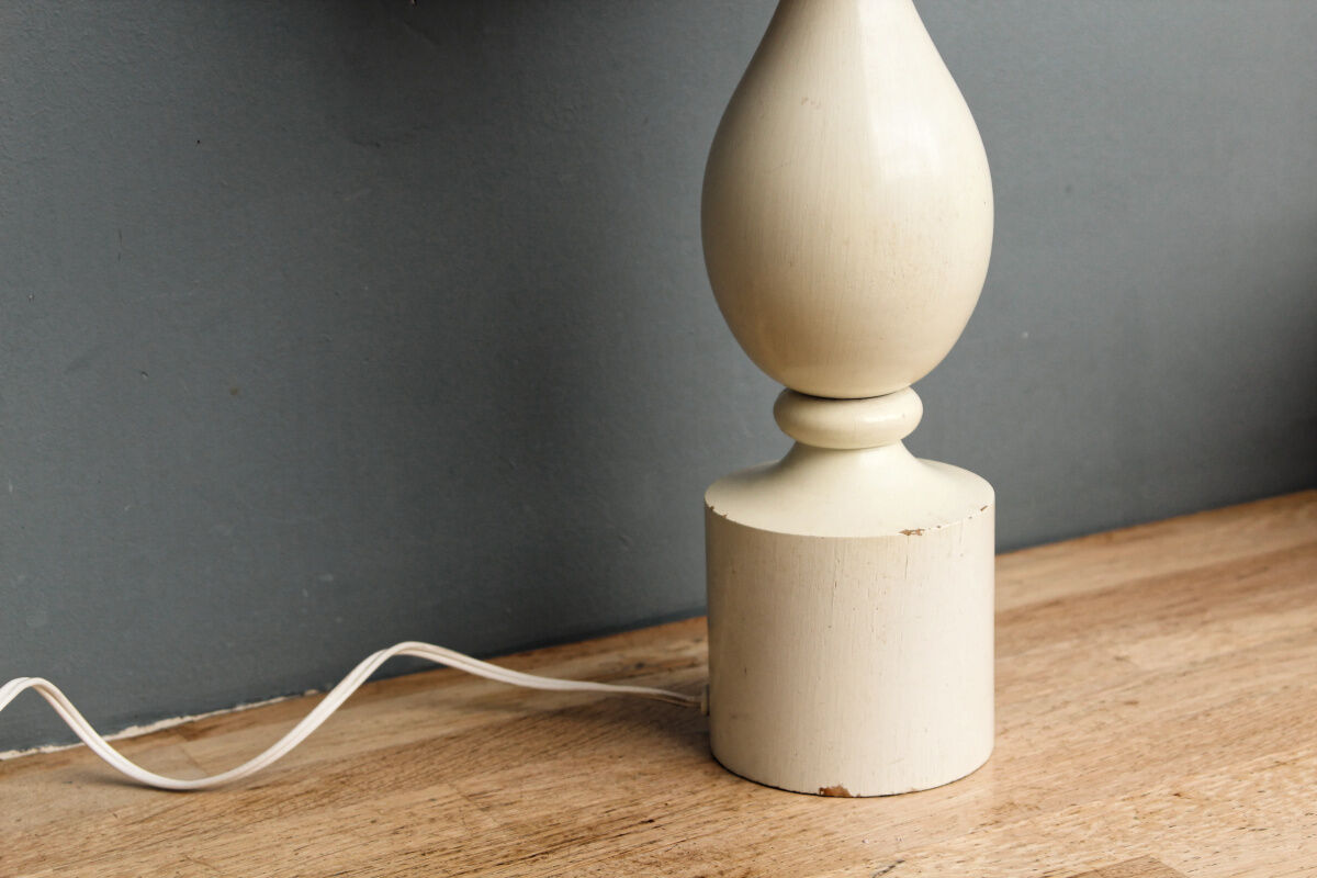 Turned wooden lamp, design Philippe Capelle