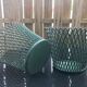 Paire de cache pots en métal vert ajouré par Mathieu Mategot 1950