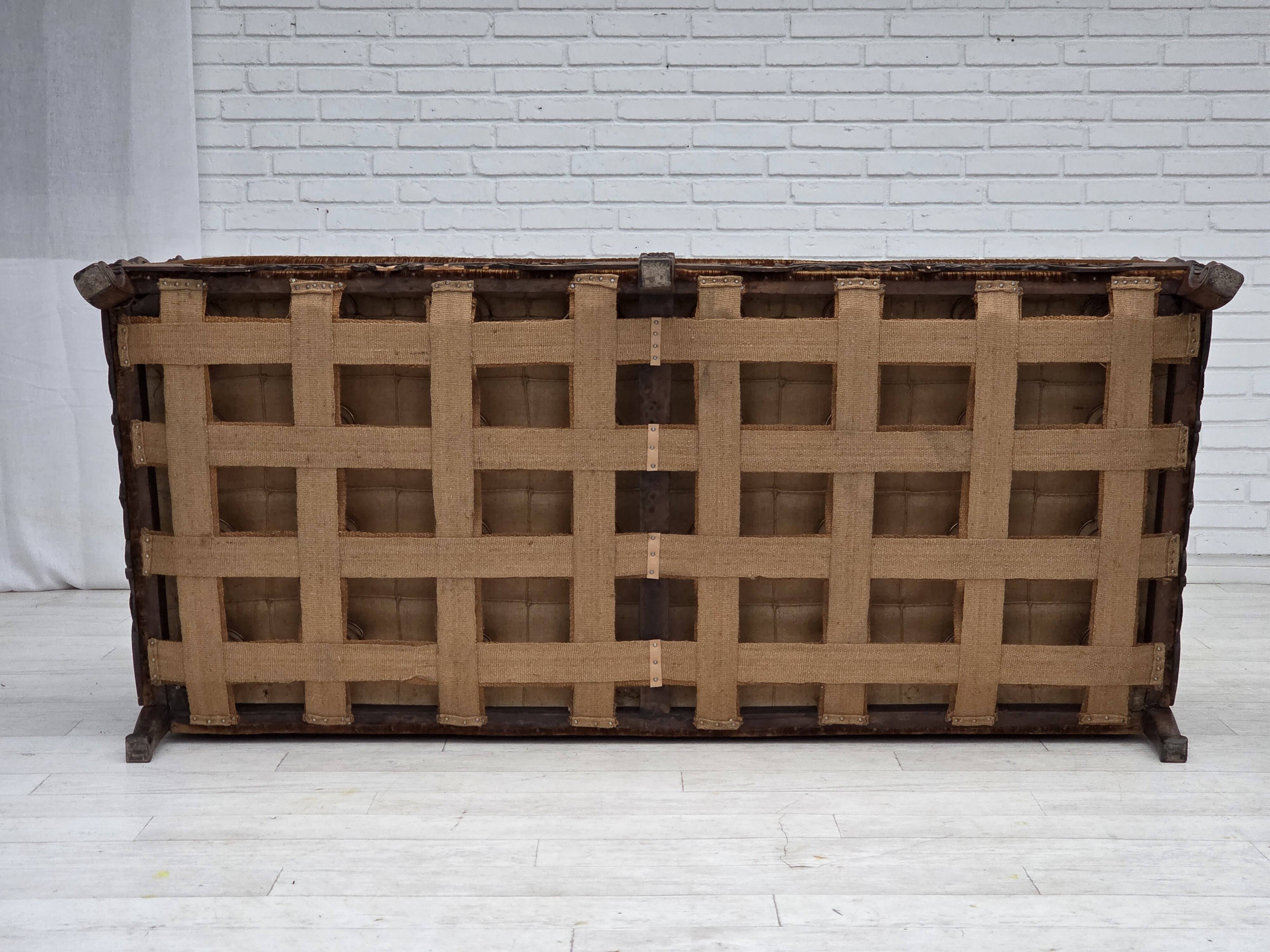 1930-35s, Danish 3-seater sofa, furniture velour, furniture mesh, ash wood.