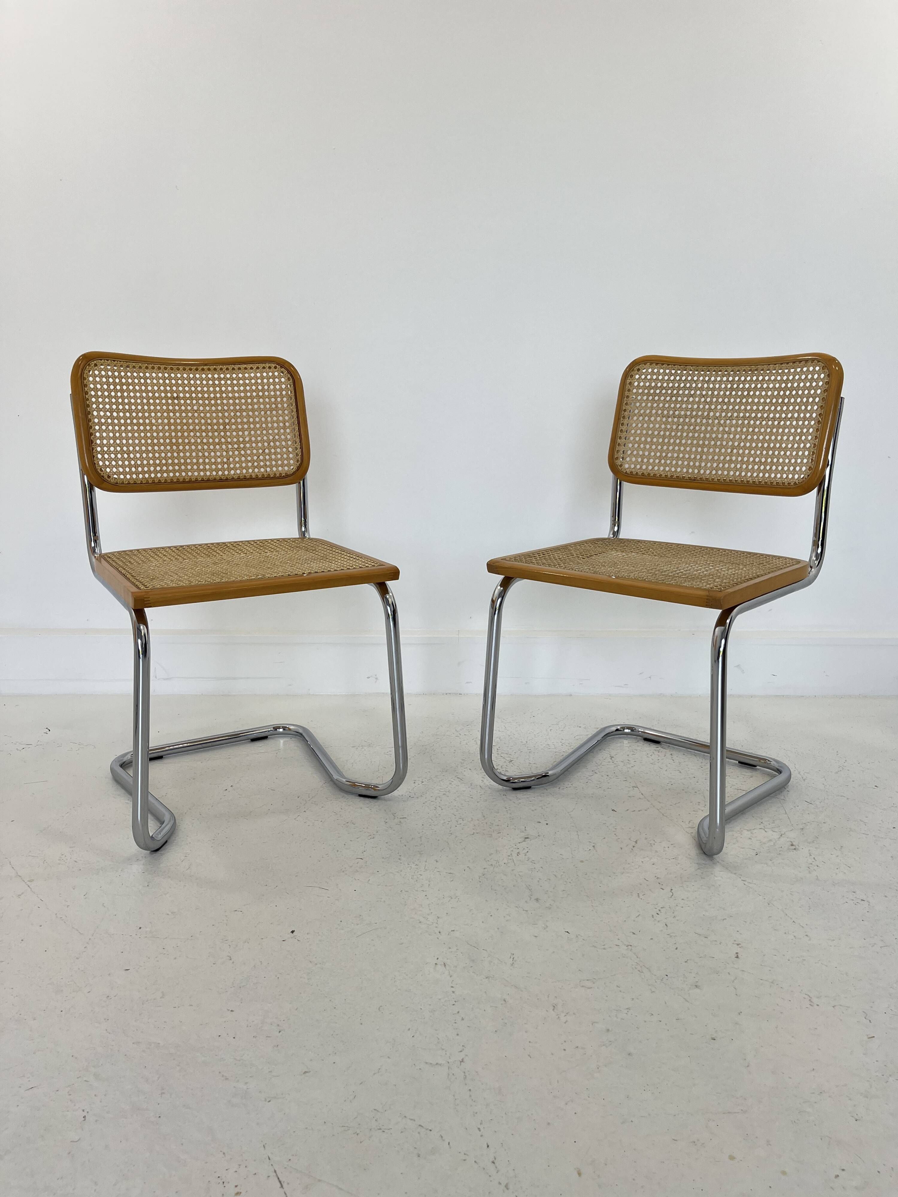Pair chairs design Marcel Breuer, Italy, 1980