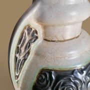 Vase à oreilles en faience craquelée art déco - Roses noires