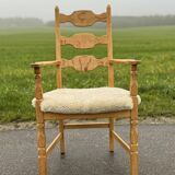 Chaise à dossier haut Henning Kjaernulf avec laine d'agneau neuve