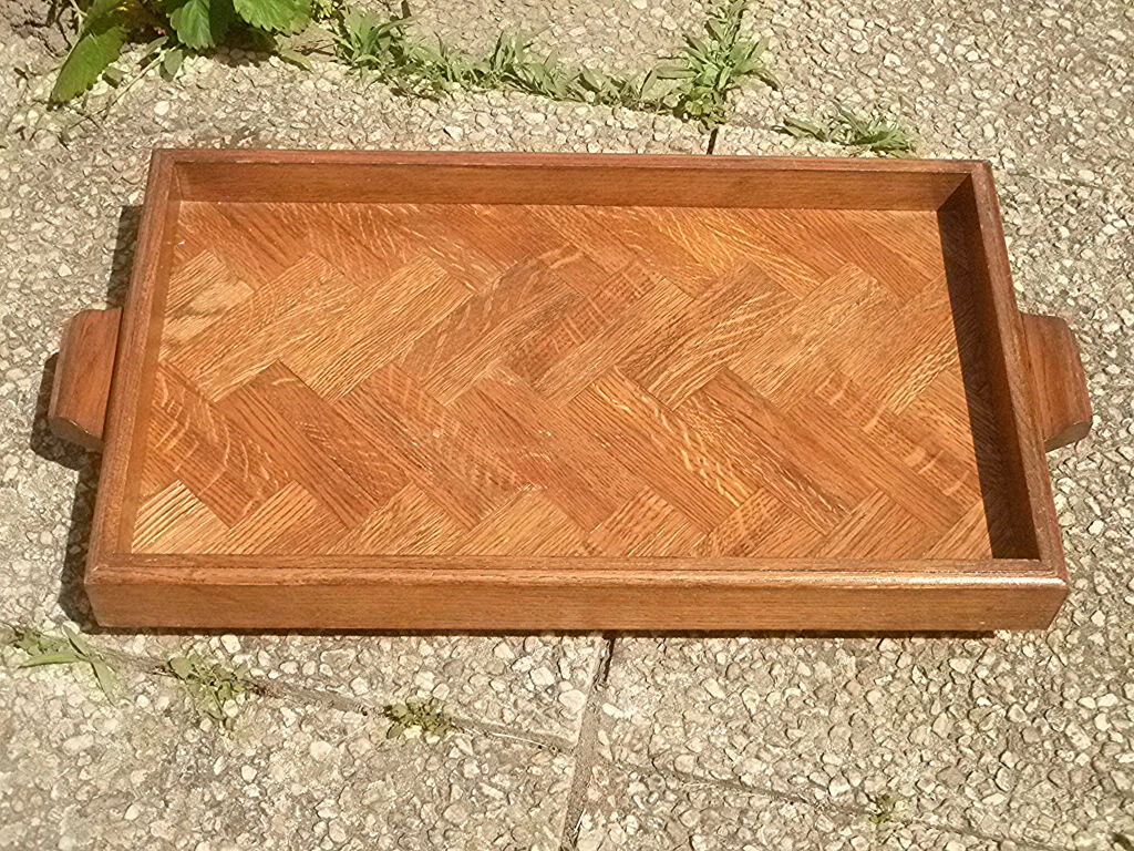 Solid wood service tray, vintage