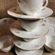 Vintage porcelain cups, white & gold