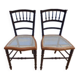 Two quality wooden cane chairs totally relooked