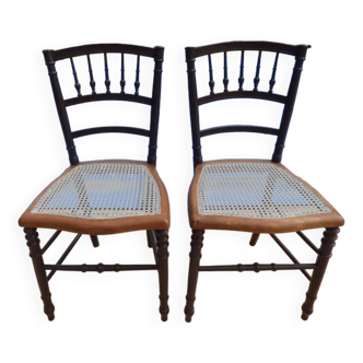 Two quality wooden cane chairs totally relooked