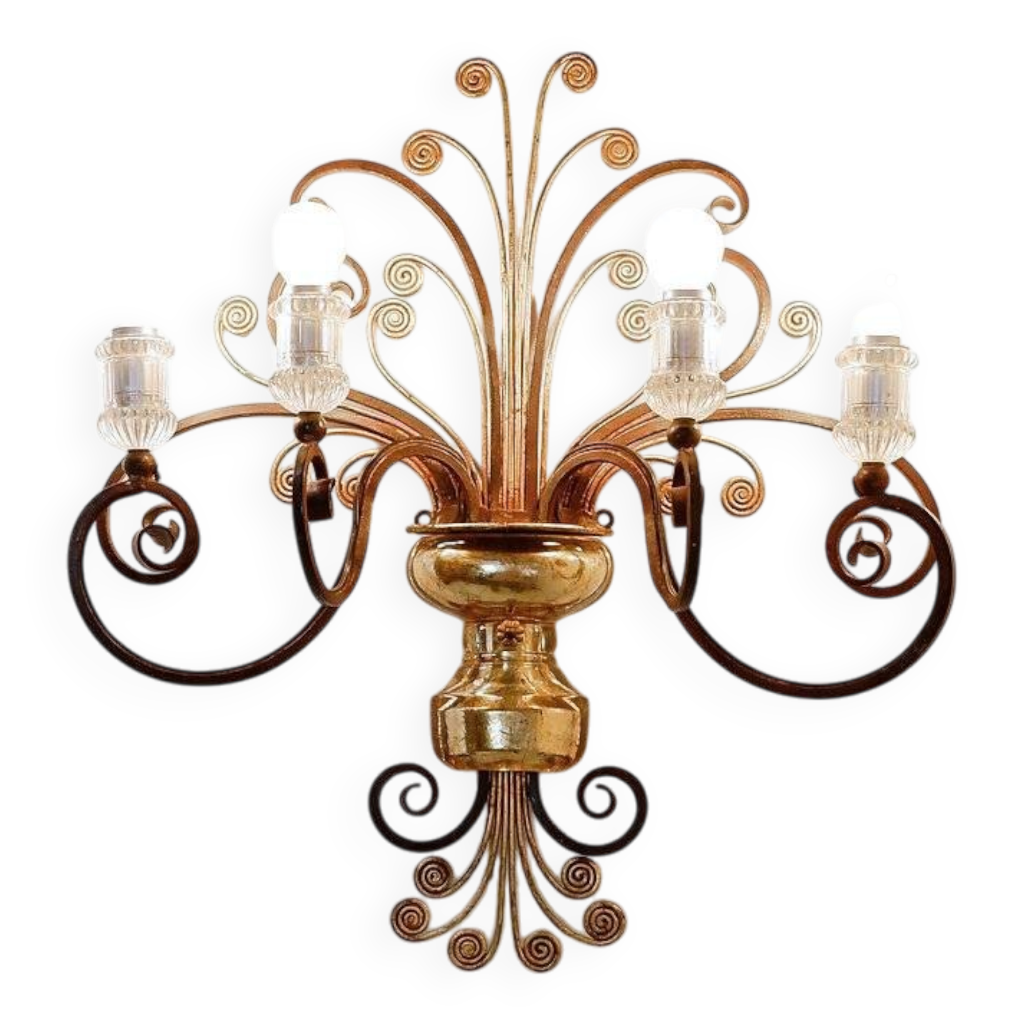 Applique en fer forgé et verre dans le style de la Maison Baguès