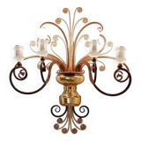 Wrought iron and glass wall light in the style of Maison Baguès