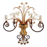 Wrought iron and glass wall light in the style of Maison Baguès