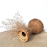 Wicker and woven bamboo vase