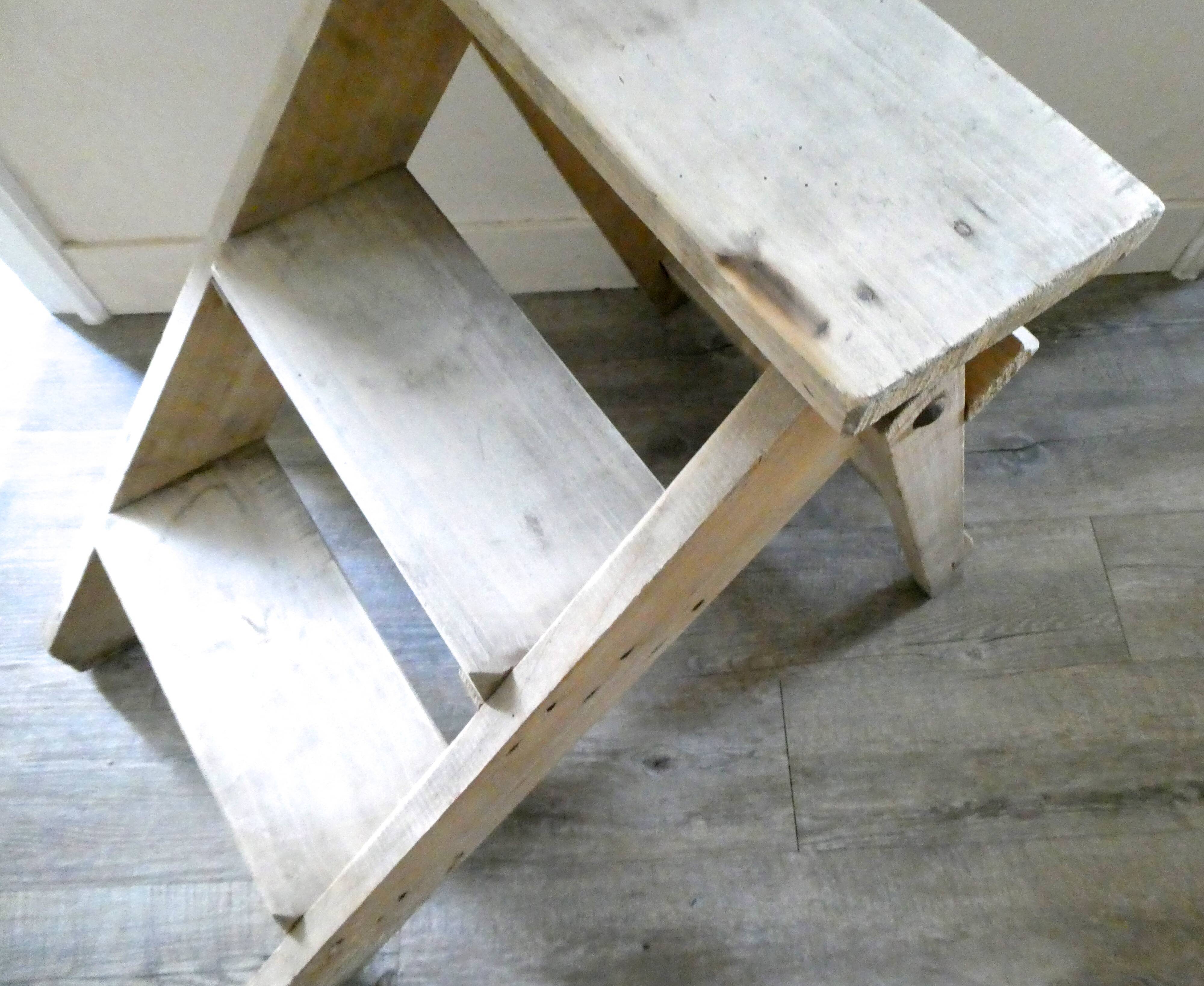 Stepladder 3 steps in solid wood